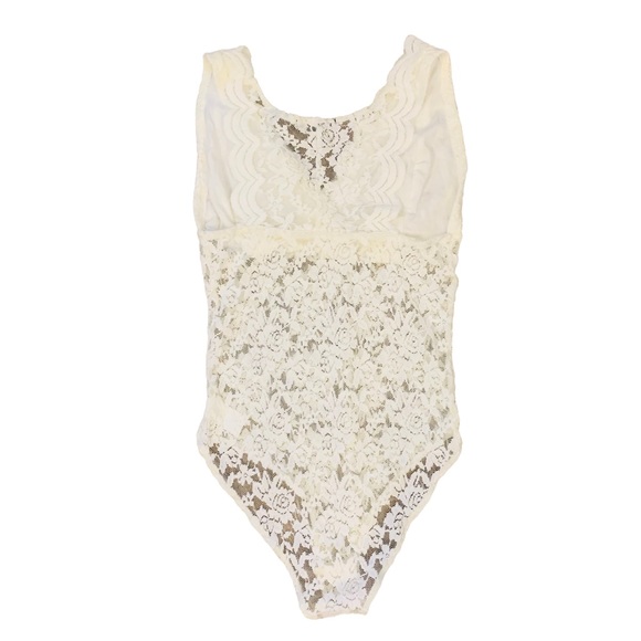 V-NECKLINE LACE BODYSUIT White Small 3286 - Picture 9 of 9